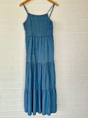 Ever After Denim Blue Maxi Rayon Dress Large